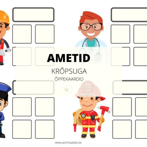 Krõpsuga õppekaardid ¨AMETID¨